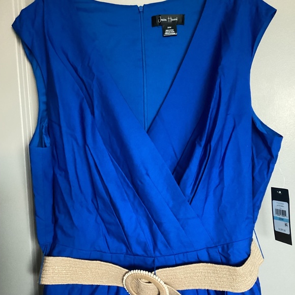 Jessica Howard Plus Size Belted Sleeveless V-Neck Midi Dress, size 20W - Picture 9 of 14